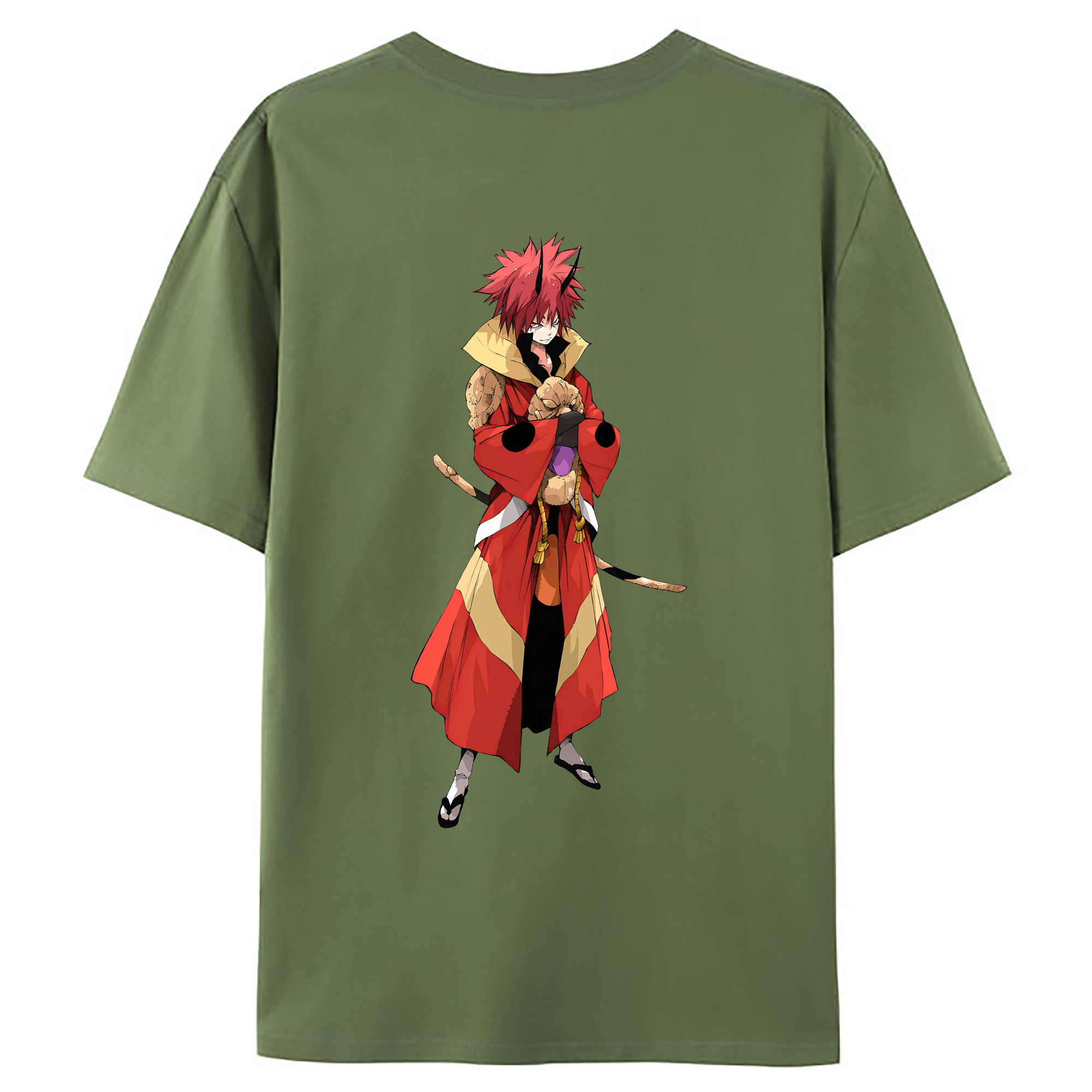 （画像用） 転スラ Regarding Reincarnated to Slime 綿100％ メンズ半袖Tシャツ（バックプリント） 通気性